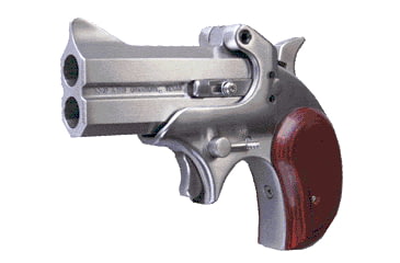 Image of Bond Arms Cowboy-Defender Pistol, .40 S&amp;W, 3 in barrel, stainless steel frame, black ash or rosewood grip, 2-barrel, single-action, crossbolt safety, fixed, blade front, 2 round magazine, BA-CBY-DFDR-4-FRRMPG