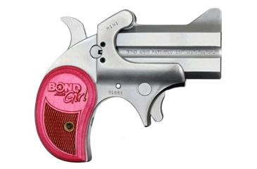 Image of Bond Arms Girl-Mini Pistol, .357 Magnum, 2.5 in barrel, stainless steel frame, pink rosewood grip, 2-barrel, single-action, crossbolt safety, fixed, blade front, 2 round magazine, BA-GIRL-MINI-FRRMPG