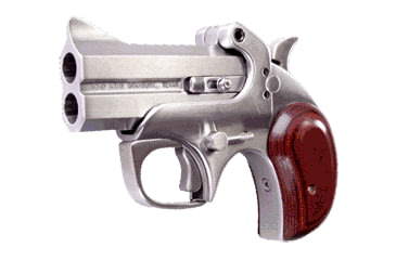 Image of Bond Arms Texas-Defender Pistol, 10mm Auto, 3 in barrel, stainless steel frame, black ash or rosewood grip, 2-barrel, single-action, crossbolt safety, fixed, blade front, 2 round magazine, BA-TX-DFNR-8-FRRMPG