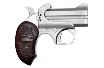 Image of Bond Arms USA-Defender Pistol, .45 Colt, 3 in barrel, stainless steel frame, checkered rosewood grip, 2-barrel, single-action, crossbolt safety, fixed, blade front, 2 round magazine, BA-USA-DFNR-2-FRRMPG
