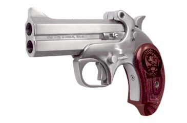 Image of Bond Arms Snake-Slayer-IV Pistol, .45 Colt, 4.5 in barrel, stainless steel frame, black ash or rosewood grip, 2-barrel, single-action, crossbolt safety, fixed, blade front, 2 round magazine, BASNAKESLAYERIV-FRRMPG