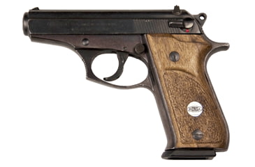 Image of Bersa 85 Pistol, .380 ACP, 3.5 in barrel, blued carbon steel frame, walnut grip, blowback operated semi-auto, double-action, slide mounted decock/hammer block, low profile blade and notch, 12 round magazine, BRSA-85-FRRMPG