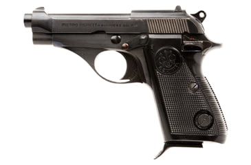 Image of Beretta 70 Pistol, .32 ACP, 3.5 in barrel, aluminum alloy frame, black checkered plastic grip, blowback operated semi-auto, single-action, frame mounted thumb safety, fixed blade and notch, 8 round magazine, BT-70-FRRMPG