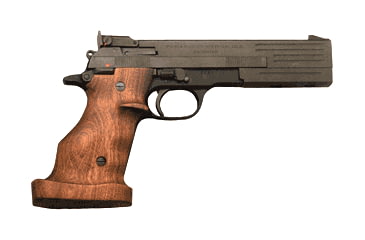 Image of Beretta 89-Gold-Standard Pistol, .22 Long Rifle, 6 in barrel, aluminum alloy frame, anatomical wood competition grip, blowback operated semi-auto, single-action, white dot front, adjustable U-notch rear, 8 round magazine, BT-89-GOLD-STND-FRRMPG