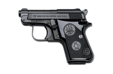Image of Beretta 950B-Jetfire Pistol, .25 Auto, 2.375 in barrel, anodized aluminum frame, black plastic grip, blowback operated semi-auto, single-action, frame mounted manual safety, fixed blade and notch, 8 round magazine, BT-950B-JETFIRE-FRRMPG