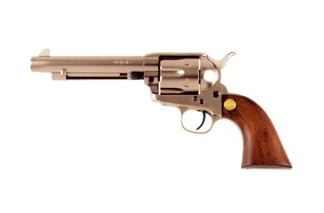 Image of Beretta Stampede-Nickel Revolver, .357 Magnum, 5.5 in barrel, brushed nickel frame, walnut grip, revolving chamber, single-action, automatic hammer block, fixed, 6 round magazine, BT-STPD-NKL-2-FRRMPG