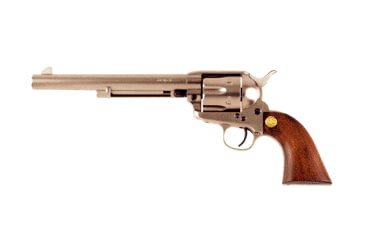 Image of Beretta Stampede-Nickel Revolver, .45 Colt, 7.5 in barrel, brushed nickel frame, smooth walnut grip, revolving chamber, single-action, automatic hammer block, fixed, 6 round magazine, BT-STPD-NKL-6-FRRMPG
