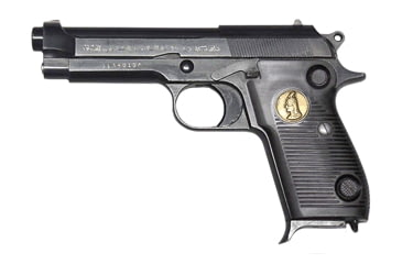 Image of Beretta Tariq Pistol, 9mm Luger, 4.5 in barrel, blued finish steel frame, black plastic grip, recoil operated semi-automatic, single-action, crossbolt safety, blade front, V-notch rear, 8 round magazine, BT-TARIQ-FRRMPG