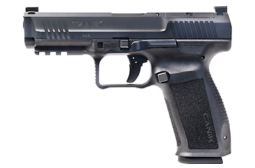Image of Canik METE-SFT Pistol, 9mm Luger, 4.46 in barrel, black polymer frame, integrated polymer grip, recoil operated semi-automatic, striker single-action, Glock-style trigger safety, fixed white 3-dot, 18 round magazine, CANIK-METE-SFT-FRRMPG