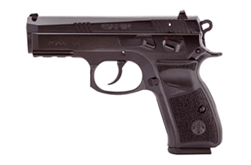 Image of Canik P100 Pistol, 9mm Luger, 3.93 in barrel, black finish steel frame, black textured polymer grip, recoil operated semi-automatic, double-action, frame mounted manual safety, fixed white 3-dot, 15 round magazine, CANIK-P100-2-FRRMPG