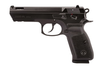 Image of Canik Shark-FC Pistol, 9mm Luger, 4.72 in barrel, aluminum alloy frame, black polymer grip, recoil operated semi-automatic, double-action, frame mounted manual safety, fixed white 3-dot, 15 round magazine, CANIK-SHARK-FC-FRRMPG