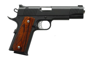 Image of Charles Daly 1911-G4 Pistol, .45 ACP, 5 in barrel, black finish steel frame, checkered diamond wood grip, recoil operated semi-automatic, single-action, grip safety, manual thumb safety, Novak, 7 round magazine, CD-1911-G4-FRRMPG