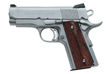 Image of Charles Daly 1911A1-Empire-ECS Pistol, .45 ACP, 3.5 in barrel, stainless steel frame, checkered hardwood grip, recoil operated semi-automatic, single-action, low profile front, dovetailed rear, 6 round magazine, CD-1911A1-EMP-ECS-FRRMPG