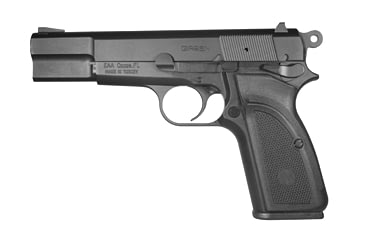 Image of Girsan MC-P35 Pistol, 9mm Luger, 4.87 in barrel, carbon steel frame, checkered polymer grip, recoil operated semi-automatic, single-action, frame mounted ambi safety, white ramp front, square notch rear, 15 round magazine, GSN-MC-P35-FRRMPG