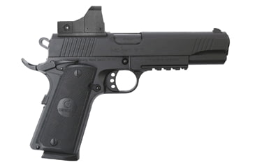Image of Girsan MC1911S-TV Pistol, .45 ACP, 5 in barrel, carbon steel frame, black plastic grip, recoil operated semi-automatic, single-action, grip safety, ambi thumb safety, red dot optical sight, 8 round magazine, GSN-MC1911S-TV-FRRMPG