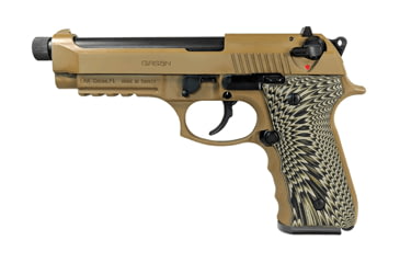 Image of Girsan Regard-MC-BX Pistol, 9mm Luger, 5.2 in barrel, FDE finish aluminum alloy frame, custom G10 grip, recoil operated semi-automatic, double-action, slide mounted ambi safety, 3-dot fixed, 18 round magazine, GSN-RGRD-MC-BX-FRRMPG