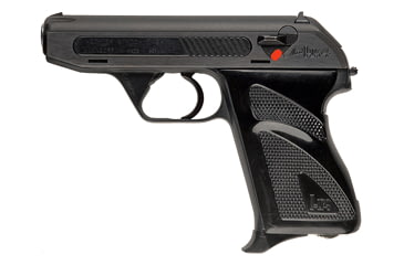 Image of Heckler &amp; Koch HK4 Pistol, .22 Long Rifle, 3.35 in barrel, black anodized aluminum frame, black checkered plastic grip, blowback operated semi-auto, double-action, slide mounted decock/safety lever, fixed blade and notch, 8 round magazine, HK-HK4-FRRMPG