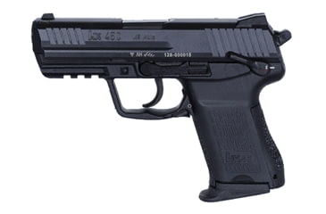 Image of Heckler &amp; Koch HK45-Compact Pistol, .45 ACP, 3.94 in barrel, polymer frame, integrated polymer grip, recoil operated semi-automatic, double-action, frame mounted safety/decocker, fixed white 3-dot, 10 round magazine, HK-HK45-CPT-FRRMPG