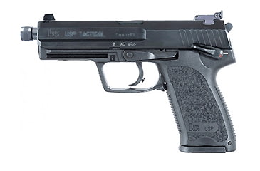 Image of Heckler &amp; Koch USP-Tactical Pistol, 9mm Luger, 4.86 in barrel, polymer frame, integrated polymer grip, recoil operated semi-automatic, SA, DA or DAO, frame mounted hammer lock, adjustable target type, 15 round magazine, HK-USP-TCTL-3-FRRMPG