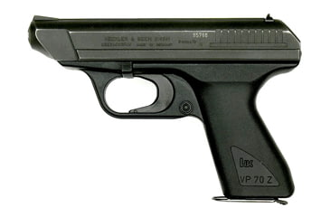 Image of Heckler &amp; Koch VP70-Z Pistol, 9mm Luger, 4.6 in barrel, black polymer frame, integrated polymer grip, blowback operated semi-auto, striker single-action, no manual safety, fixed blade and notch, 18 round magazine, HK-VP70-Z-FRRMPG