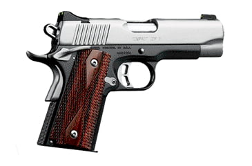 Image of Kimber Compact-CDP-II Pistol, .45 ACP, 4 in barrel, matte black anodized alloy frame, rosewood double diamond grip, recoil operated semi-automatic, single-action, fixed tritium 3-dot night, 7 round magazine, KMBR-CPT-CDP-II-FRRMPG