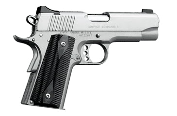 Image of Kimber Compact-Stainless Pistol, .40 S&amp;W, 4 in barrel, stainless steel frame, black synthetic grip, recoil operated semi-automatic, single-action, grip safety, manual thumb safety, fixed low profile, 7 round magazine, KMBR-CPT-ST-FRRMPG