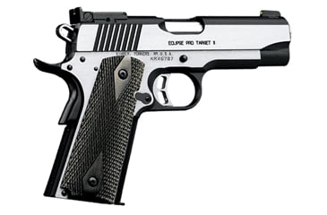 Image of Kimber Eclipse-Pro-Target-II Pistol, .45 ACP, 4 in barrel, brush-polished stainless steel frame, black &amp; silver laminate grip, recoil operated semi-automatic, single-action, adj. tritium bar-dot night, 8 round magazine, KMBR-EC-PRO-TG-II-FRRMPG