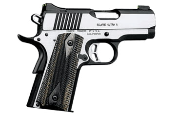 Image of Kimber Eclipse-Ultra-II Pistol, .45 ACP, 3 in barrel, brush-polished stainless steel frame, black &amp; silver laminate grip, recoil operated semi-automatic, single-action, fixed tritium 3-dot night, 7 round magazine, KMBR-EC-UTA-II-FRRMPG
