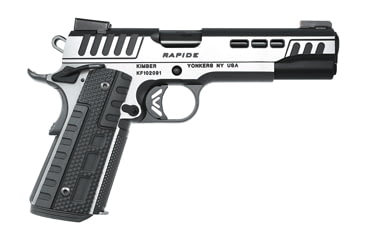 Image of Kimber Rapide-Scorpius Pistol, 9mm Luger, 5 in barrel, stainless steel frame, Black Rapide G10 grip, recoil operated semi-automatic, single-action, grip safety, ambi thumb safety, TRUGLO TFX Pro Day/Night, 9 round magazine, KMBR-RPD-SCRP-3-FRRMPG