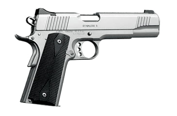 Image of Kimber Stainless-II Pistol, .38 Super, 5 in barrel, polished stainless steel frame, black synthetic grip, recoil operated semi-automatic, single-action, grip safety, manual thumb safety, fixed low profile, 9 round magazine, KMBR-ST-II-FRRMPG