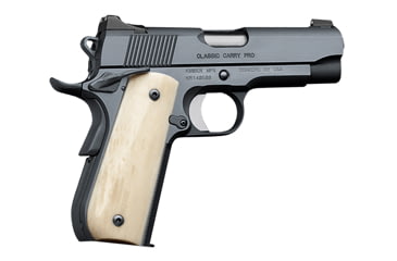 Image of Kimber Classic-Carry-Pro Pistol, .45 ACP, 4 in barrel, blued finish steel frame, bone grip, recoil operated semi-automatic, single-action, grip safety, ambi thumb safety, 3-dot night sights, 8 round magazine, KMBRCLASSICCYPRO-FRRMPG