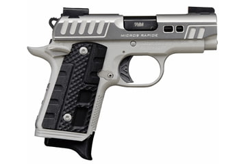 Image of Kimber Micro-9-Rapide-Black-Ice Pistol, 9mm Luger, 3.15 in barrel, aluminum frame, gray G10 tactical grips grip, recoil operated semi-automatic, single-action, ambi thumb safety, TRUGLO TFX Pro Day/Night, 7 round magazine, KMBRMC9RPDBI-FRRMPG