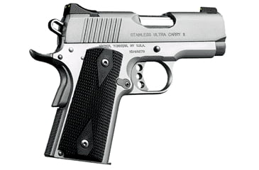 Image of Kimber Stainless-Ultra-Carry-II Pistol, 9mm Luger, 3 in barrel, aluminum frame, black synthetic grip, recoil operated semi-automatic, single-action, grip safety, manual thumb safety, fixed low profile, 8 round magazine, KMBRSTUTACYII3-FRRMPG