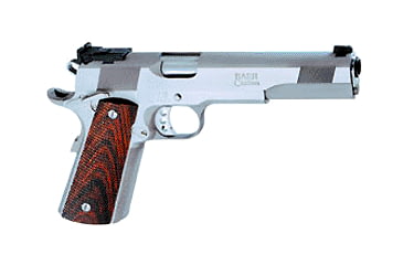 Image of Les Baer 1911-Concept-V Pistol, .45 ACP, 6 in barrel, stainless steel frame, checkered cocobolo grip, recoil operated semi-automatic, single-action, grip safety, manual thumb safety, fully adjustable, 8 round magazine, LB-1911-CNCP-V-2-FRRMPG