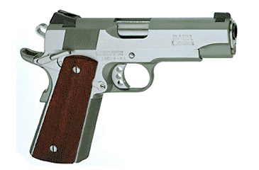Image of Les Baer 1911-Concept-VIII Pistol, .45 ACP, 4.25 in barrel, stainless steel frame, checkered cocobolo grip, recoil operated semi-automatic, single-action, fixed combat night sights, 8 round magazine, LB-1911-CNCP-VIII-FRRMPG