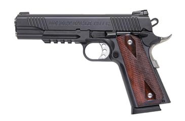 Image of Magnum Research Desert-Eagle-1911-GR Pistol, .45 ACP, 5 in barrel, carbon steel frame, checkered diamond wood grip, recoil operated semi-automatic, single-action, fixed blade front, adjustable rear, 8 round magazine, MR-DT-EGL-1911-GR-FRRMPG