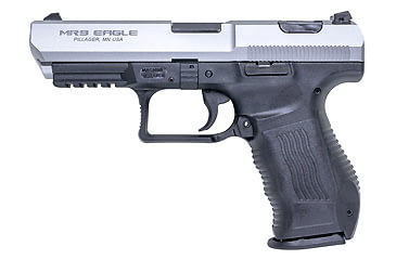 Image of Magnum Research MR9-Eagle Pistol, 9mm Luger, 4.5 in barrel, black polymer frame, integrated polymer grip, recoil operated semi-automatic, double-action, slide mounted decock button, white 3-dot adjustable, 15 round magazine, MR-MR9-EGL-2-FRRMPG