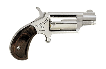 Image of North American Arms Mini-Revolver Revolver, .17 Hornady Magnum Rimfire, 1.125 in barrel, stainless steel frame, wood grip, revolving chamber, single-action, half-way notch cylinder, blade front, notch rear, 5 round magazine, NAA-MR-2-FRRMPG