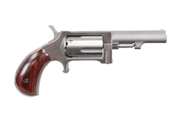 Image of North American Arms Sidewinder Revolver, .22 Winchester Magnum Rimfire, 2.5 in barrel, stainless steel frame, smooth walnut grip, revolving chamber, single-action, no manual safety, fixed blade and notch, 5 round magazine, NAA-SIDEWINDER-2-FRRMPG