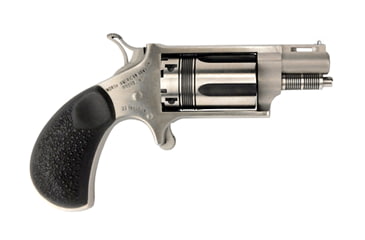 Image of North American Arms Wasp Revolver, .22 Winchester Magnum Rimfire, 1.125 in barrel, stainless steel frame, black rubber grip, revolving chamber, single-action, no manual safety, fixed blade and notch, 5 round magazine, NAA-WASP-FRRMPG