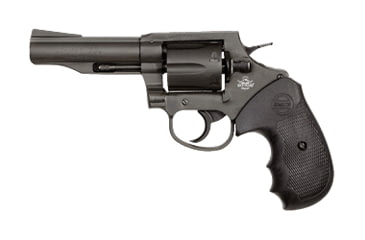 Image of Rock Island Armory M200-RIA Revolver, .38 Special, 4 in barrel, blued finish steel frame, black rubber grip, revolving chamber, double-action, trigger actuated transfer bar, front blade, 6 round magazine, RIA-M200-RIA-FRRMPG