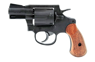 Image of Rock Island Armory M206-RIA Revolver, .38 Special, 2 in barrel, blued finish steel frame, checkered wood grip, revolving chamber, double-action, trigger actuated transfer bar, front blade, 6 round magazine, RIA-M206-RIA-FRRMPG