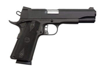 Image of Rock Island Armory Rock-Standard Pistol, .45 ACP, 5 in barrel, parkerized steel frame, black rubber grip, recoil operated semi-automatic, single-action, grip safety, ambi thumb safety, fixed low profile, 8 round magazine, RIA-ROCK-STND-2-FRRMPG