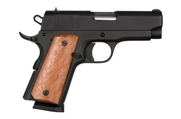 Image of Rock Island Armory 1911A1-45CS-RIA Pistol, .45 ACP, 3.5 in barrel, parkerized blue finish steel frame, smooth walnut grip, recoil operated semi-automatic, single-action, grip safety only, GI combat, 6 round magazine, RIA1911A145CSRIA-FRRMPG
