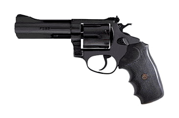 Image of Rossi 971 Revolver, .357 Magnum, 4 in barrel, blued steel frame, black rubber grip, revolving chamber, double-action, hammer block, blade front, adjustable rear, 6 round magazine, ROSSI-971-FRRMPG