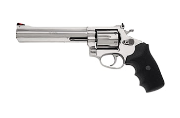 Image of Rossi 972 Revolver, .357 Magnum, 6 in barrel, stainless steel frame, black rubber grip, revolving chamber, double-action, hammer block, blade front, adjustable rear, 6 round magazine, ROSSI-972-FRRMPG