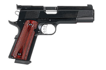 Image of Rock River Arms Bullseye-Wadcutter Pistol, .45 ACP, 5 in barrel, chrome-moly steel frame, checkered rosewood grip, recoil operated semi-automatic, single-action, Bomar rib adjustable target, 7 round magazine, RRA-BW-FRRMPG