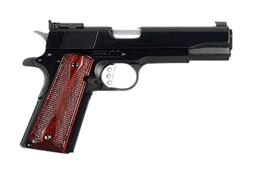 Image of Rock River Arms NM-Hardball Pistol, .45 ACP, 5 in barrel, blued finish steel frame, checkered rosewood grip, recoil operated semi-automatic, single-action, grip safety, manual thumb safety, Bomar 3-dot, 7 round magazine, RRA-NM-HB-FRRMPG