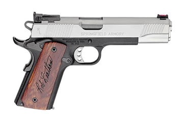 Image of Springfield Armory TGO-3-Leatham-Legend Pistol, .45 ACP, 5 in barrel, anodized aluminum frame, smooth cocobolo grip, recoil operated semi-automatic, single-action, fiber-optic front, adj. BoMar rear, 7 round magazine, SATGO3LTHMLGD-FRRMPG