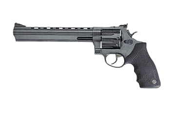 Image of Taurus 608 Revolver, .357 Magnum, 8.375 in barrel, blued finish steel frame, black rubber grip, revolving chamber, double-action, trigger actuated transfer bar, fixed front, adjustable rear, 8 round magazine, TRS-608-3-FRRMPG